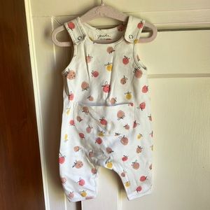PEHR strawberry print romper size 3-6 month. Absolutely adorable. Front pocket!